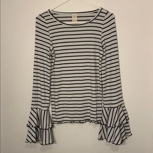 We the Free Striped Long Bell Sleeve Shirt